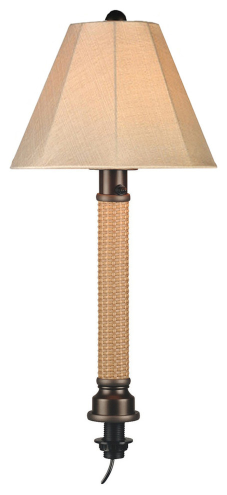 Umbrella Table Lamp, Antique Beige Linen, Mocha Cream/Bronze