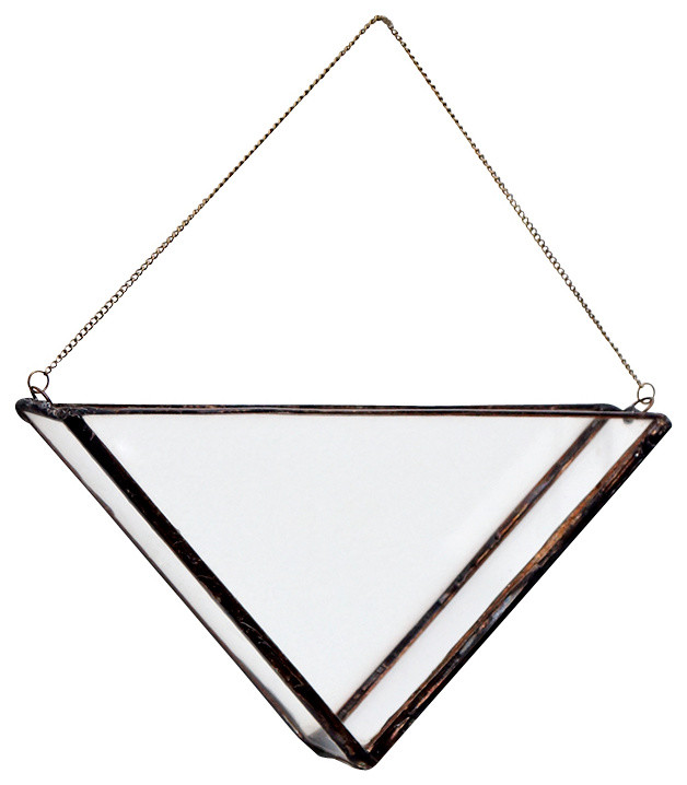 Triangle Terrarium Vase, Brass Chain