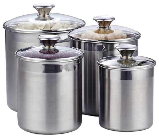 Cooks Standard 02553 4-Piece Canister Set, Stainless Steel - Contemporary - Kitchen Canisters 