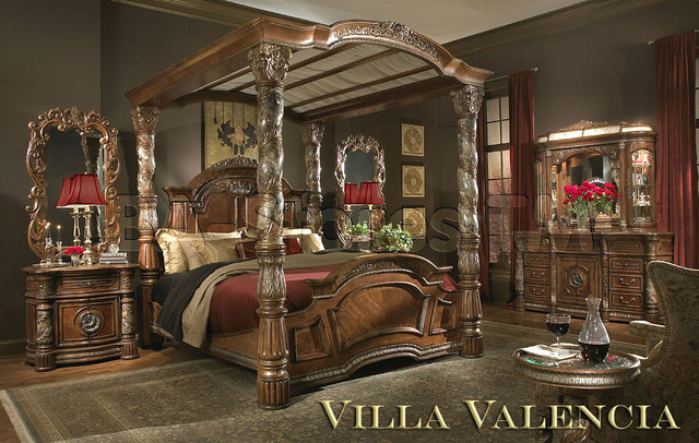 "Michael Amini" Bedroom Set in Classic Chestnut, Villa Valencia Collection