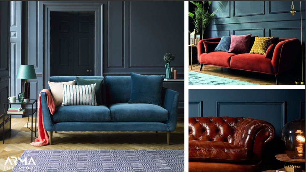 Design ideas for a small contemporary living room feature wall in London with grey walls, laminate floors, a built-in media unit, grey floors, panelled walls and a feature wall.