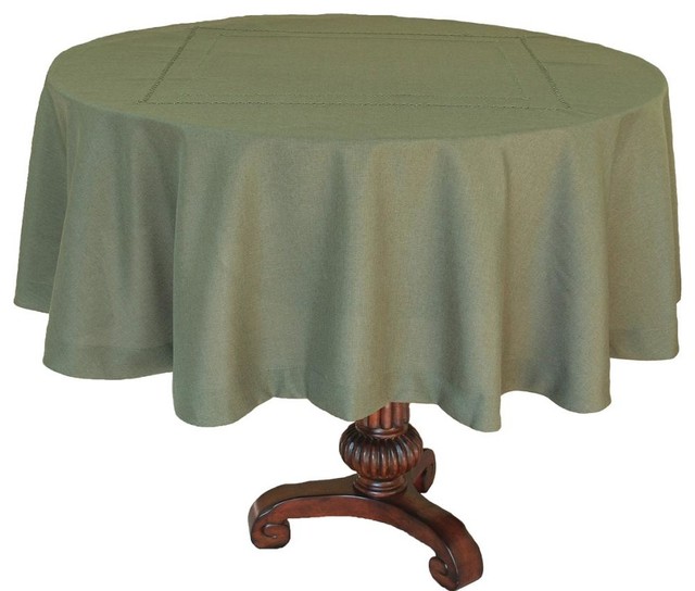 Double Hemstitch Easy Care Tablecloth, 70x70 Contemporary