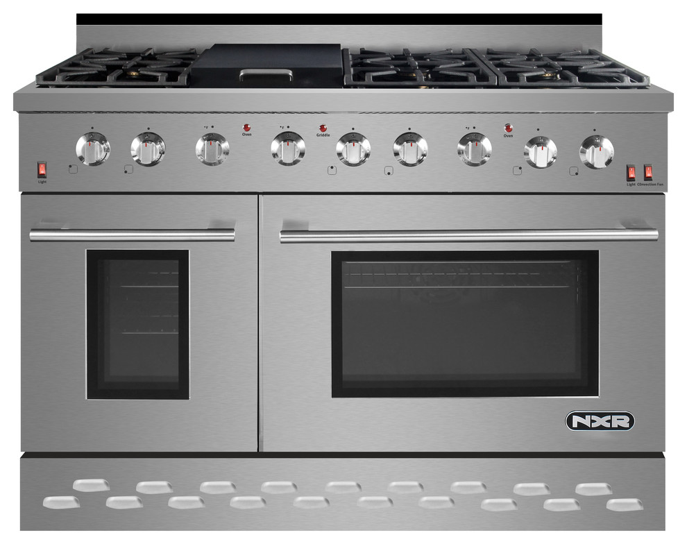 NXR SC 48" Stainless Steel Gas Range, 6 Burner with Dual Convection Oven SC4811 Contemporary