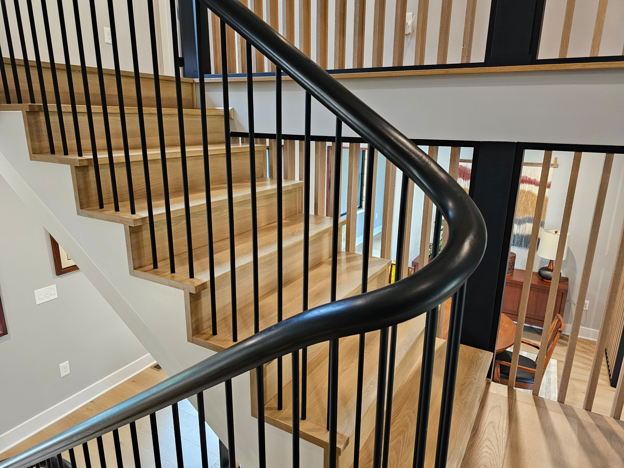 115_Stunning Continuous Rail System on 3 Story Floating Stairs; Arlington, VA 22