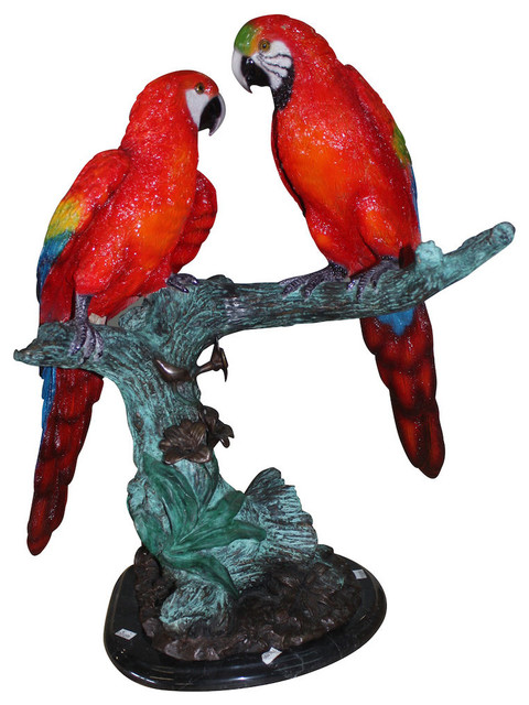 Two Bronze Beautiful Parrots On A Tree