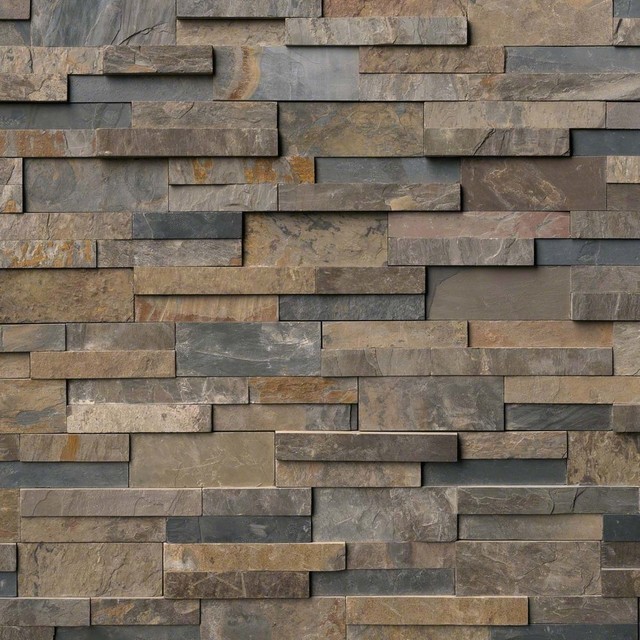Shop Houzz | Meraki Group Rustic Gold Slate Stacked Stone Splitface