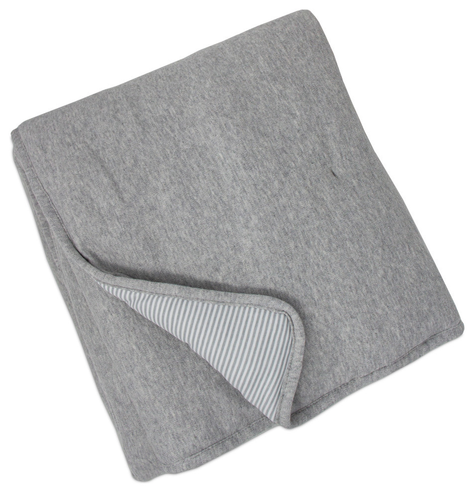 Quilted Comforter, Grey Marl, Grey Heathered Stripes
