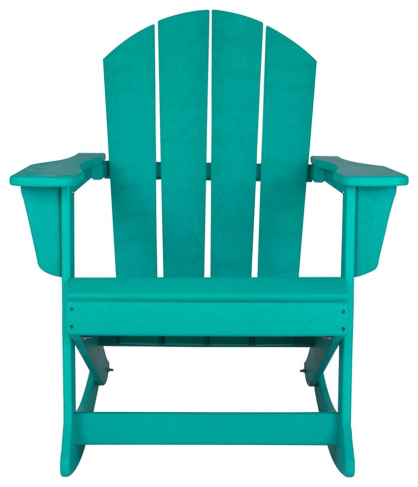 Afuera Living HDPE Plastic Outdoor Rocking Chair in Turquoise