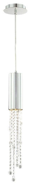 Bromi Design Jael 1-Light Mini Pendant in Chrome with Clear Crystals