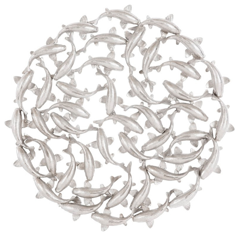 Koi Wall Art, Silver Leaf Asian Metal Wall Art by Phillips