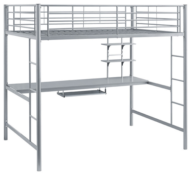 metal bunk bed with desk