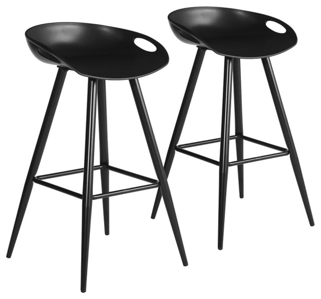 Homycasa Fiyan 27.6" Metal Counter Stools in Black (Set of 2)