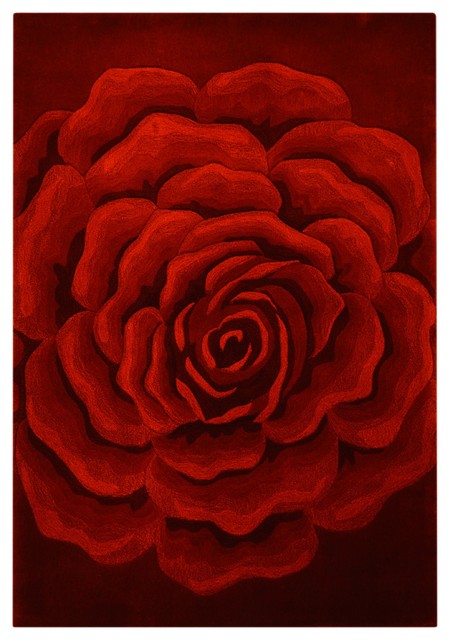 Seville Red Floral Floor Rug, 300x250 cm