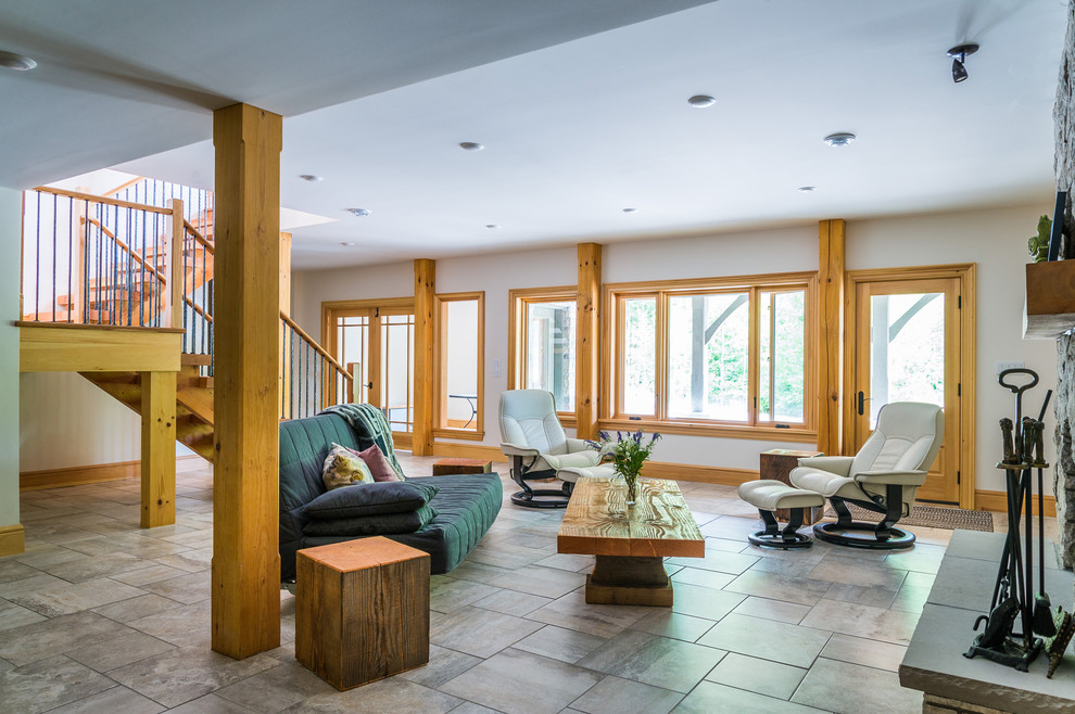 Basement - rustic basement idea in Toronto