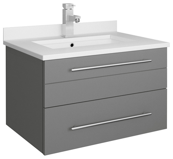Lucera Wall Hung Bathroom With Top & Undermount Sink Modern Bathroom Vanities And