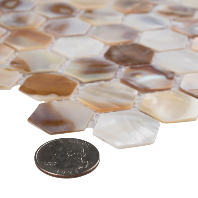 Conchella Hex Natural Natural Shell Wall Tile - Beach Style - Mosaic ...
