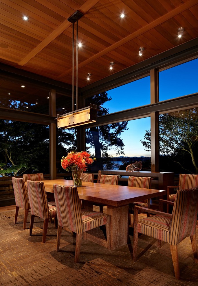 Inspiration for a contemporary open plan dining in Seattle.