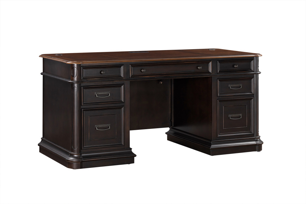 Roanoke Black Executive Desk Transitional Desks And Hutches by