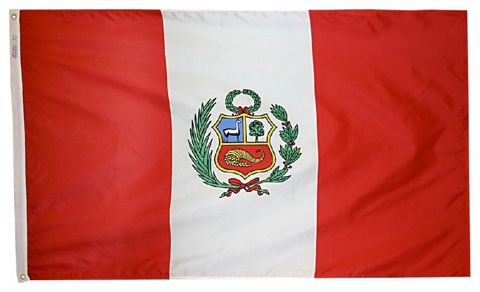 Peru, 3'x5' Nylon Flag, State - Traditional - Flags And Flagpoles - by