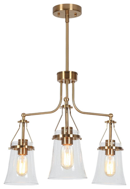 LNC 3-Light Polished Gold Linear Modern/Contemporary Chandelier ...