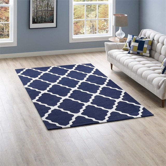 Modway Marja Moroccan Trellis 5 X8 Area Rug Navy And Ivory