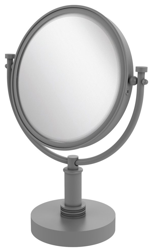 8" Vanity Make-Up Mirror, Matte Gray, 4x Magnification