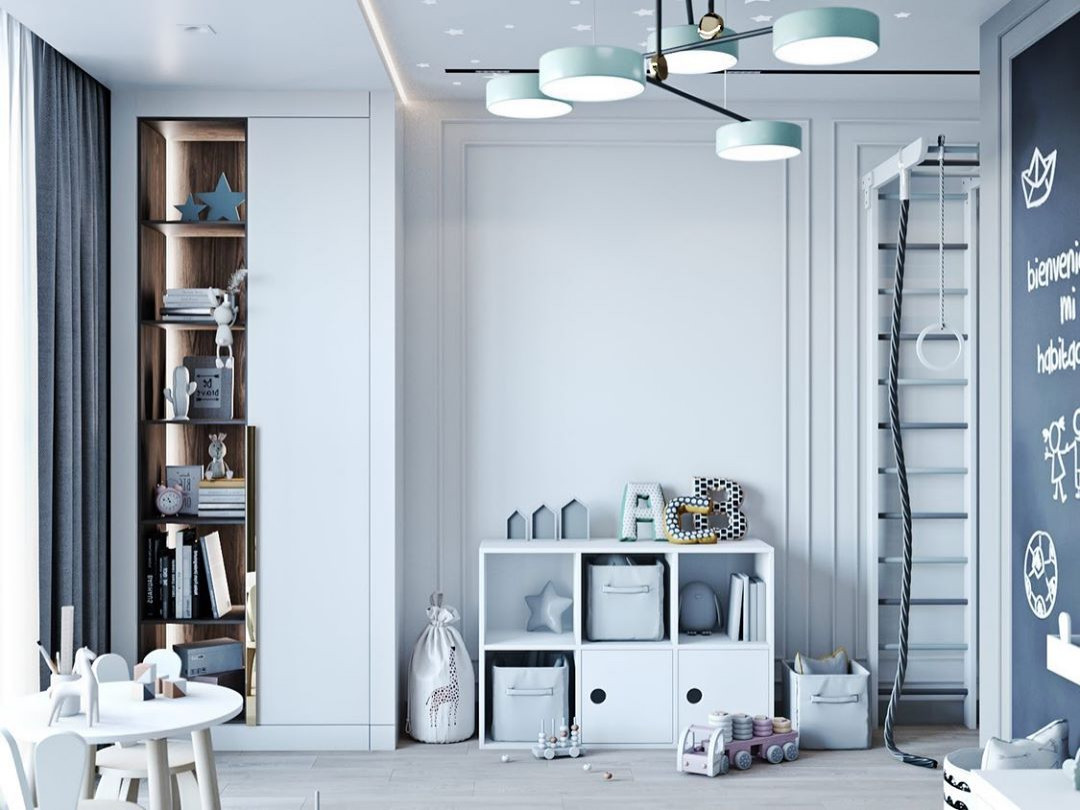 Многофункциональная детская с картой мира на обоях Alltowall и обоями для мела