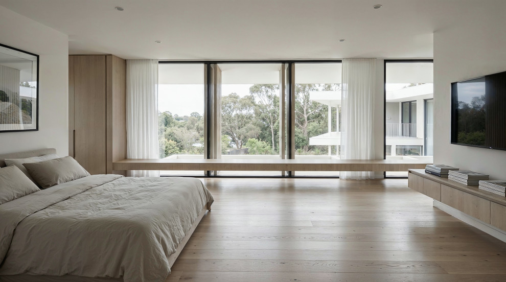 This is an example of a modern bedroom in Melbourne.