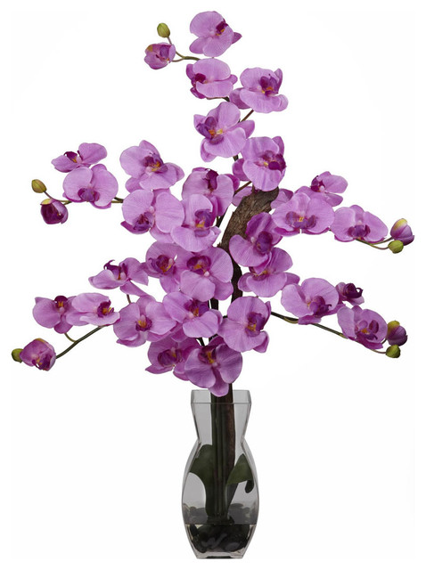 Phalaenopsis with Vase Silk Flower Arrangement