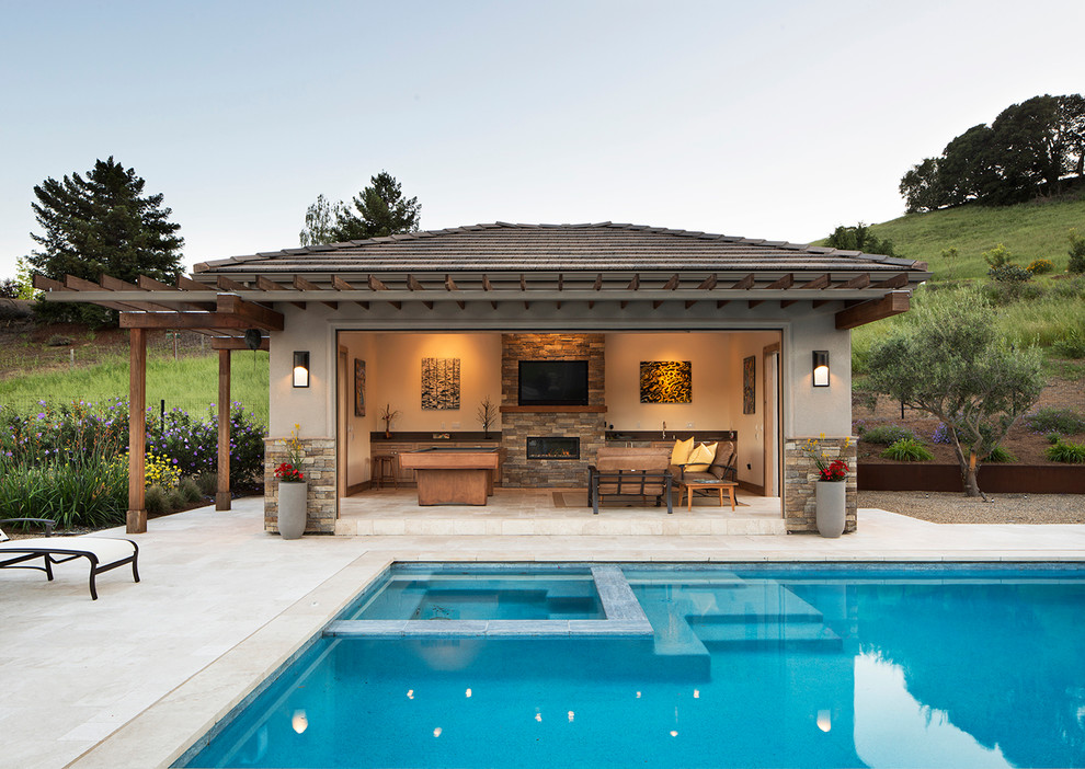 Inspiration for a large transitional backyard rectangular pool in San Francisco.