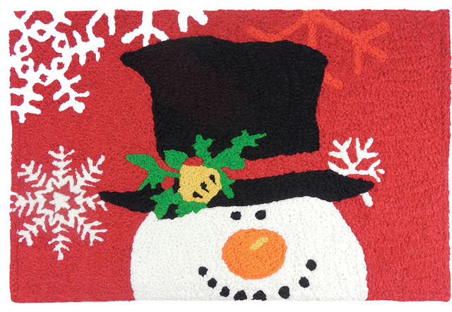 Snowman With Magic Hat Holiday Decor Indoor Outdoor Accent Rug