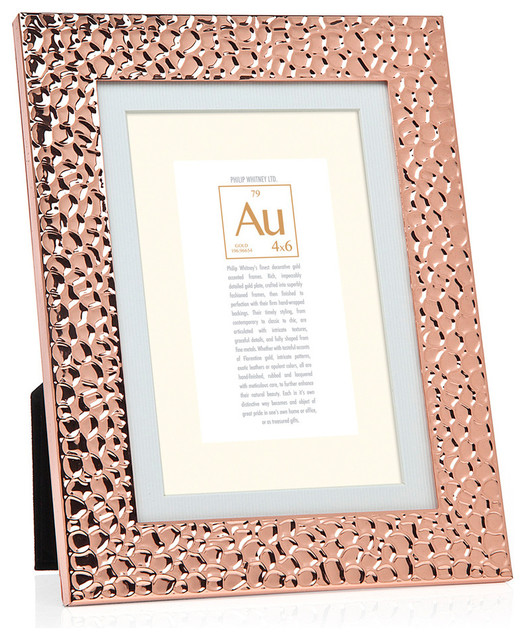 5x7/4x6 Rose Gold Hammered Frame Contemporary Picture Frames by