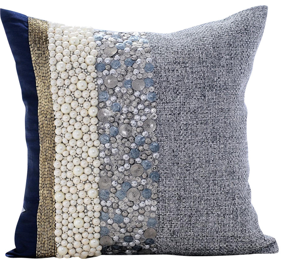 Deko & Co Multicolor For Home Like Wordart Social Media Blue and White Throw Pillow 16x16
