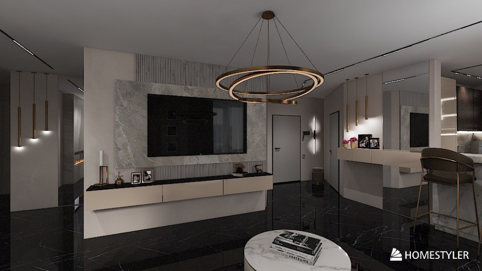 Дизайн проект гостиной в современном стиле