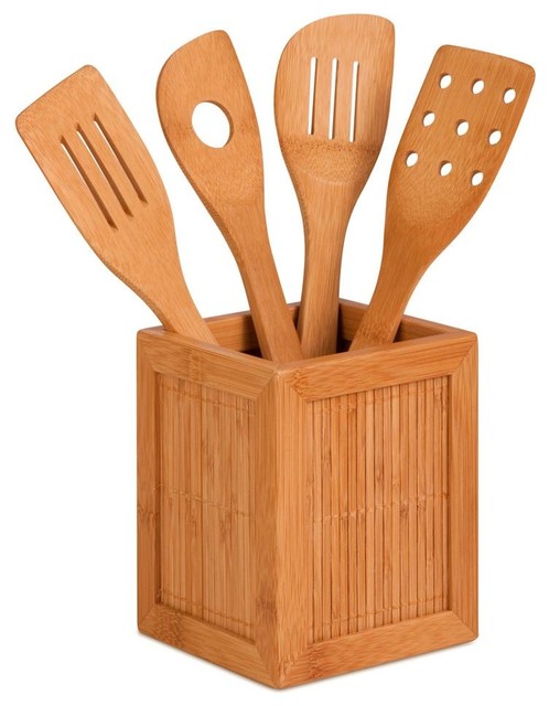 Bamboo Utensils And Kitchen Caddy Contemporary Utensil Holders Bamboo Utensils And Kitchen Caddy
