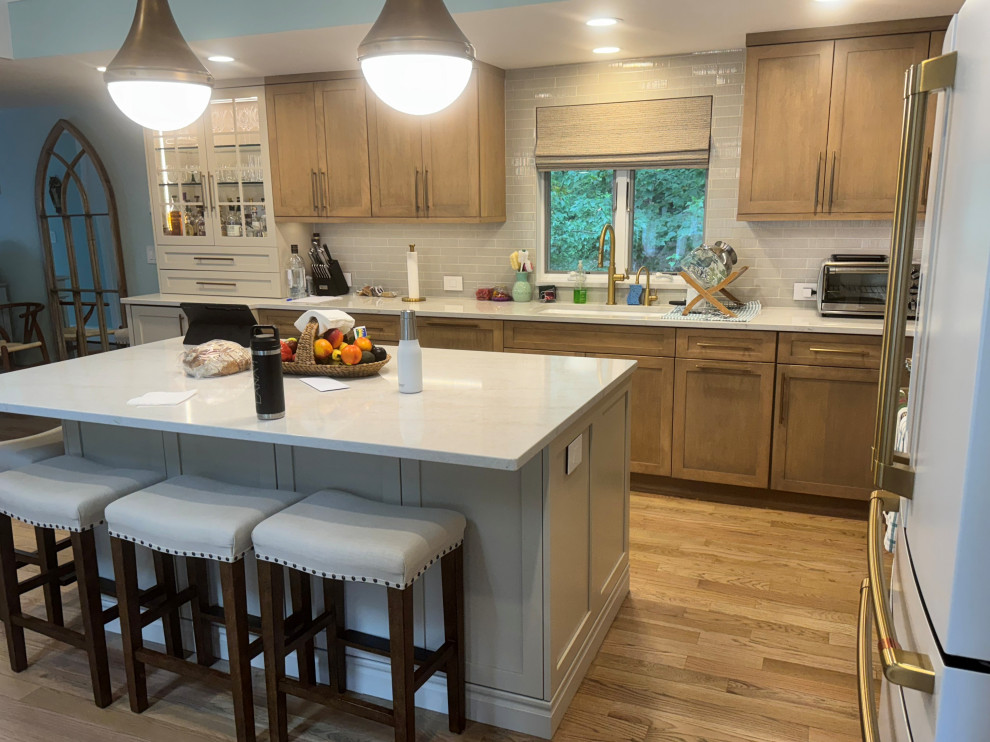 Example of a transitional kitchen design in Boston