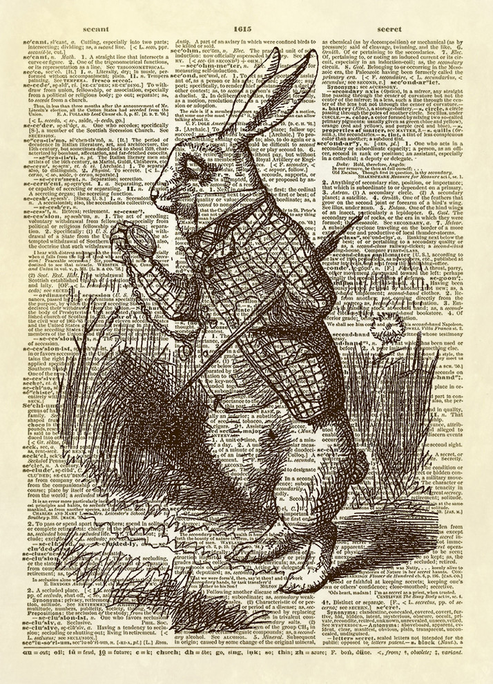 Vintage Hare Print Antique Dictionary Page Wall Art Picture Rabbit Bunny Spring