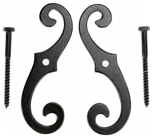 Pair of Vintage Shutter Dogs S Shaped Shutter Hardware in Black
