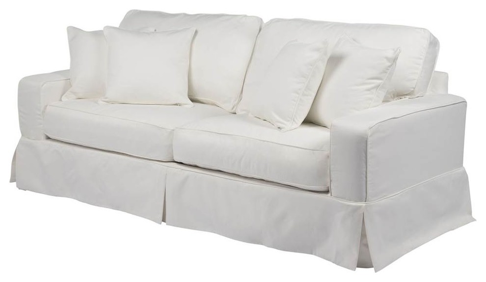 Box Cushion Slipcovered Sofa Performance Fabric White Box Cushion Slipcovered Sofa