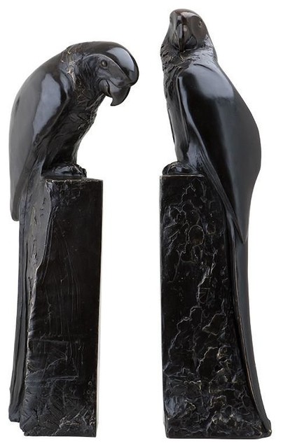 2-Piece Bronze Bookend, Eichholtz Perroquet
