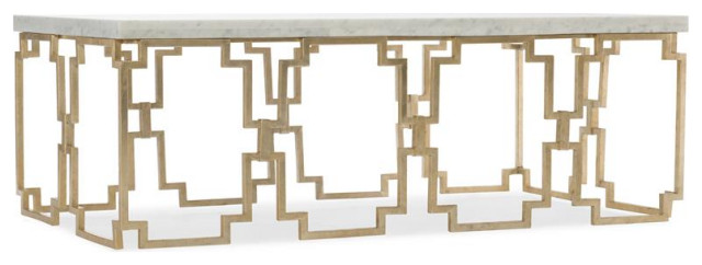 Beaumont Lane Rectangle Cocktail Table in Marble and Gold Finish