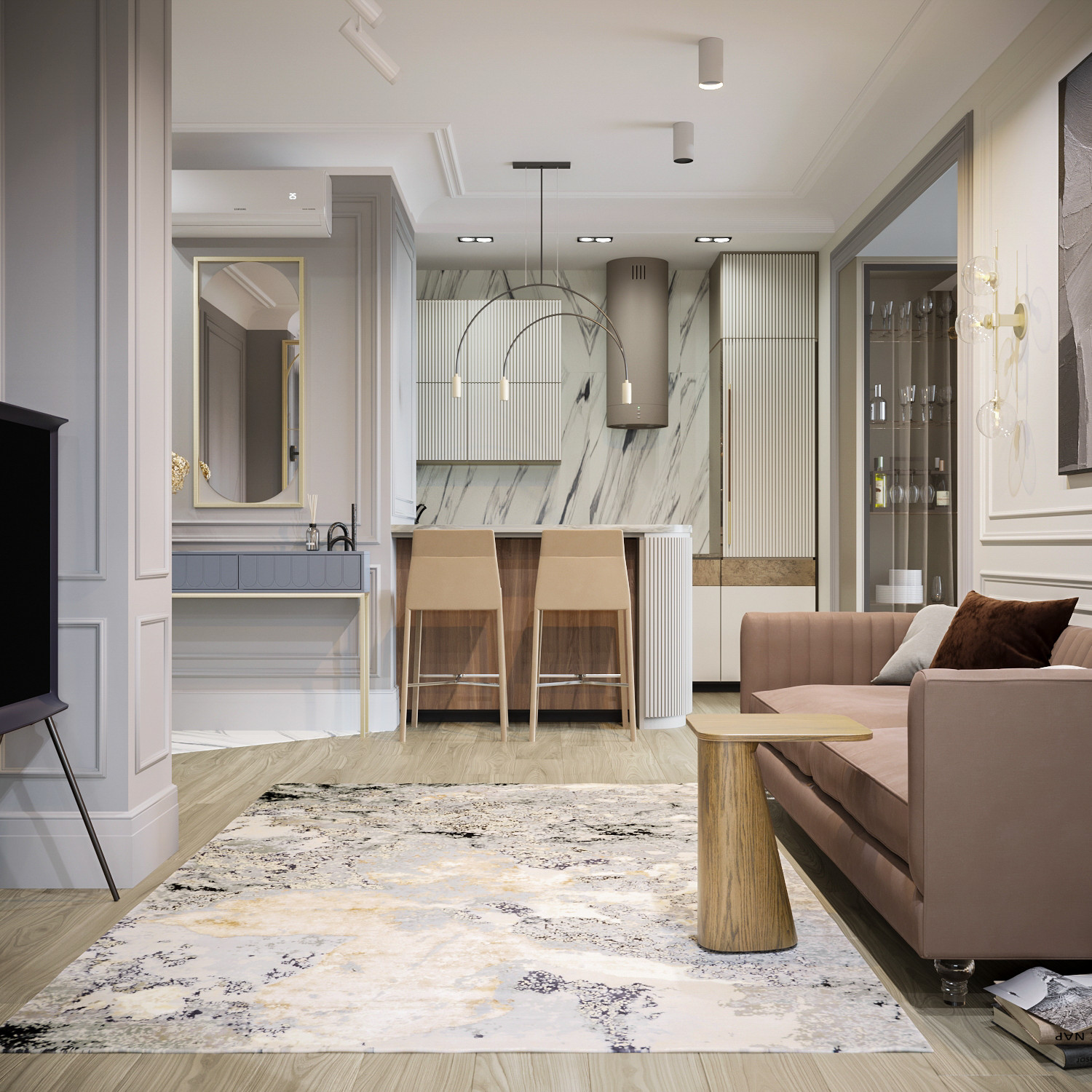 Кухня-гостиная для проекта СТАТУС, ЖК HOME SWEET HOME