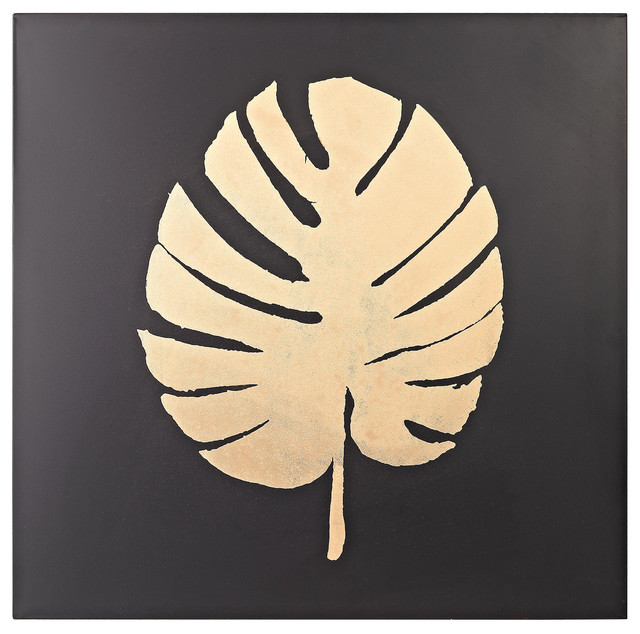 Metallic Palm Frond On Black Tropical Metal Wall Art By Decor Metallic Palm Frond On Black