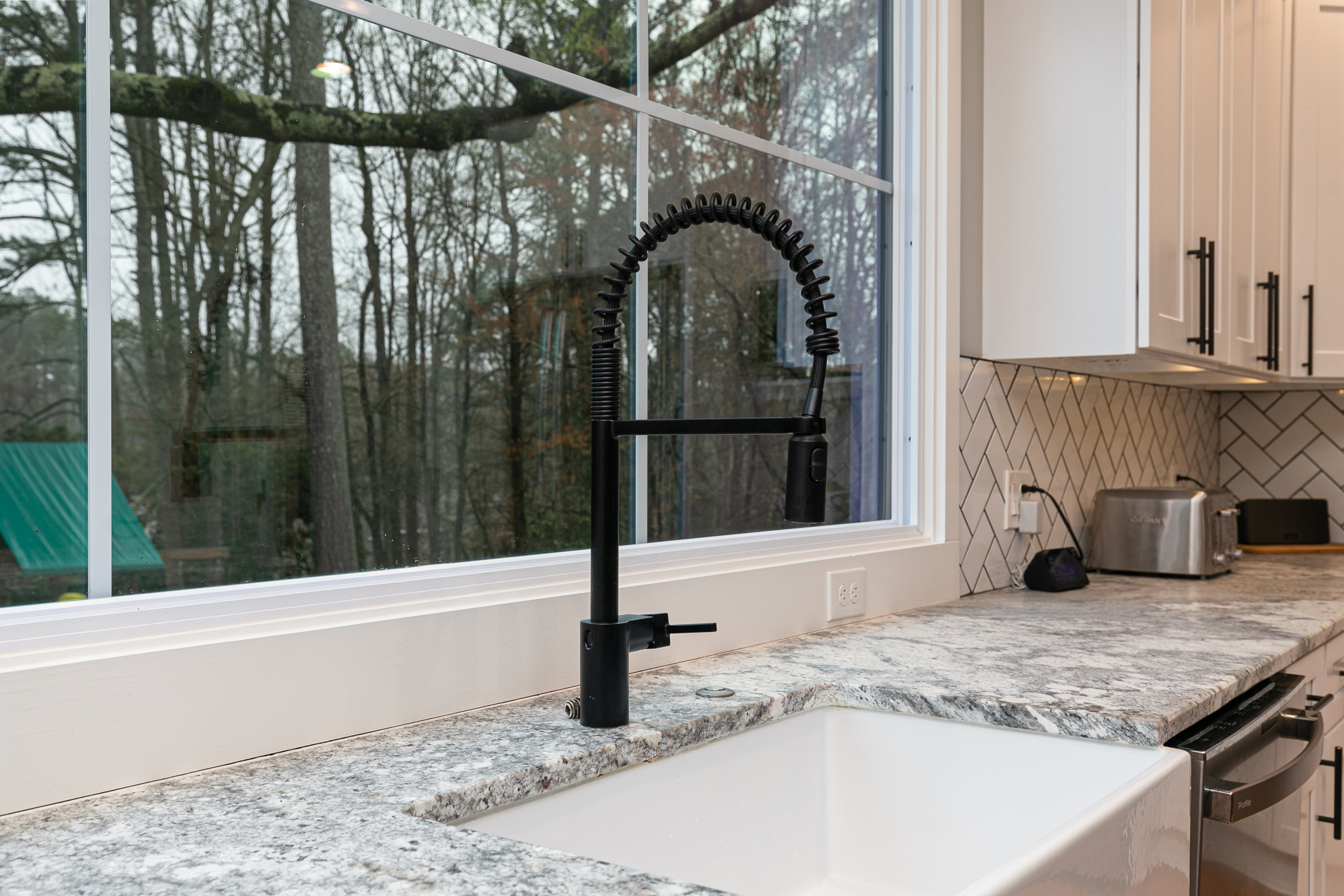 Farmhouse Sink at Picture Window