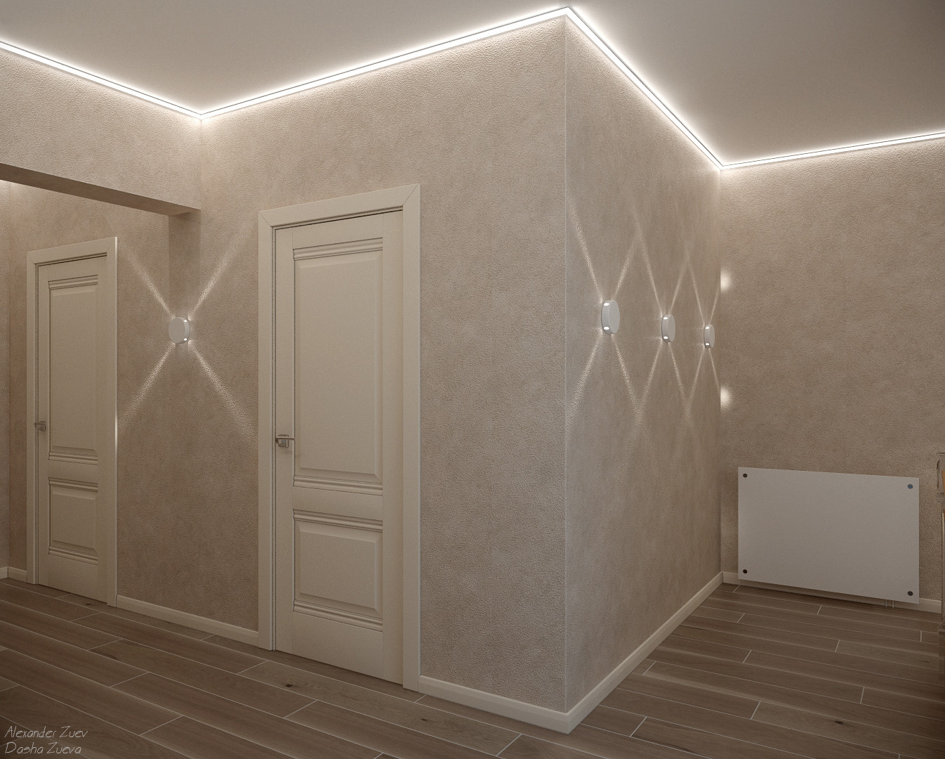 Дизайн лестницы и коридора в таунхаусе, ЖК "Немецкая деревня", г. Краснодар