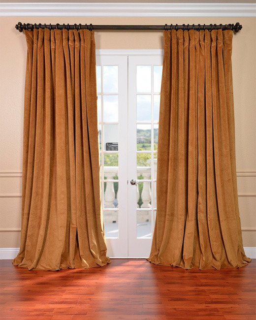 Amber Gold Velvet Blackout Extra Wide Curtain Panel