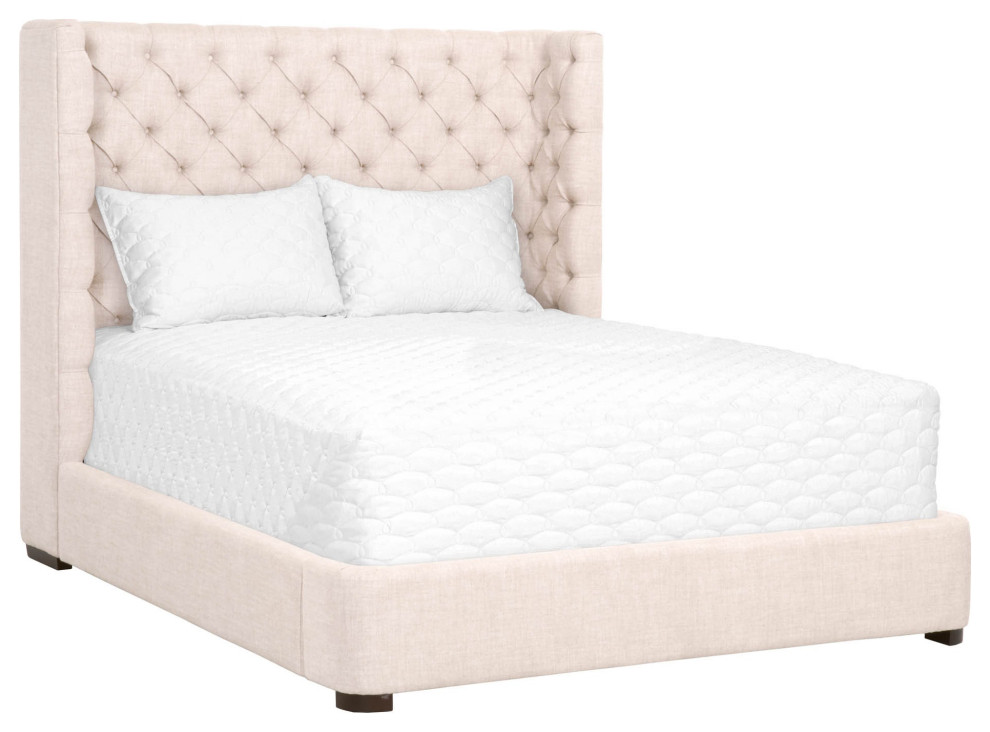 Platform Barclay Queen Bed Bisque, Espresso Transitional Platform