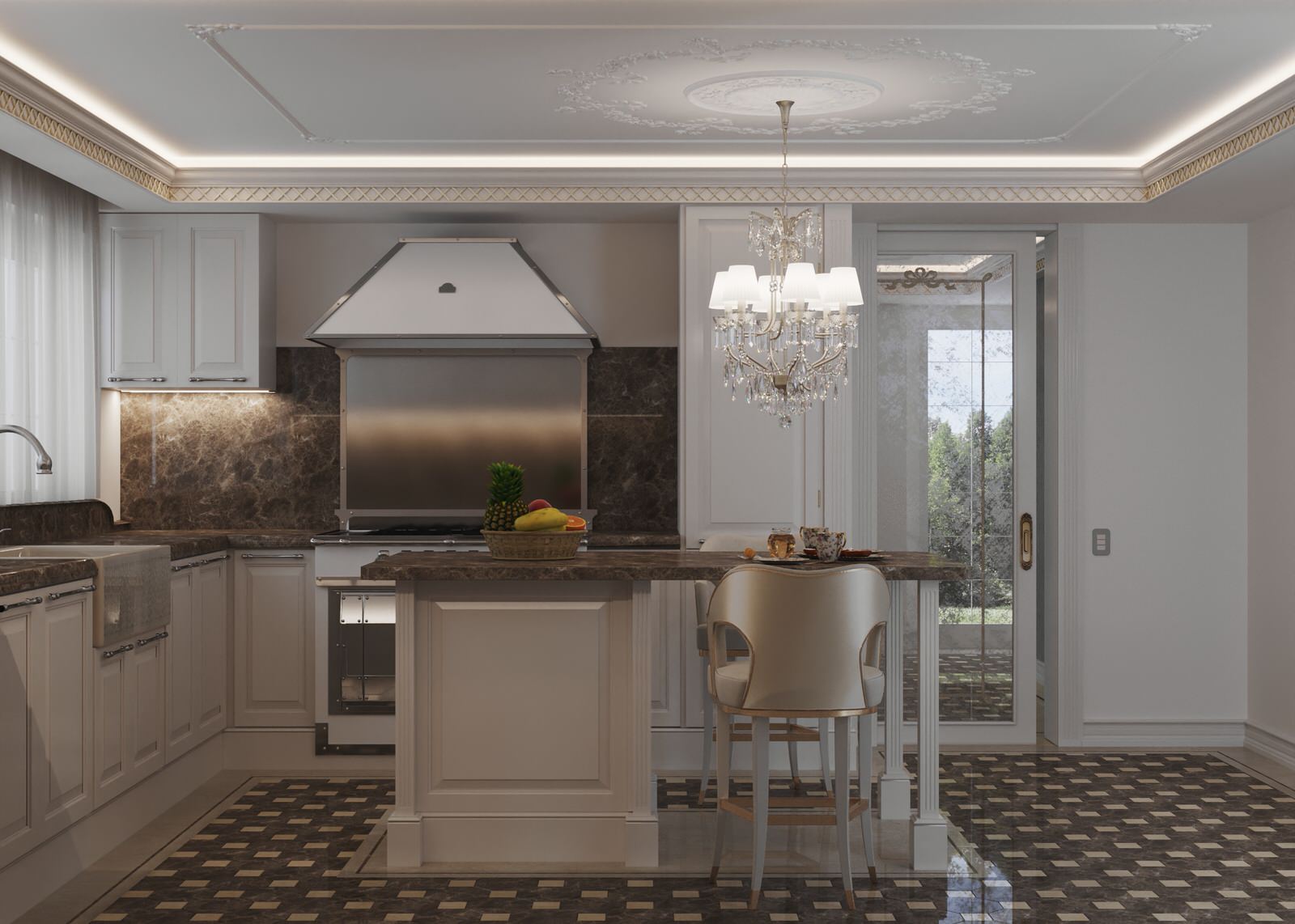 Интерьер кухни в проекте виллы