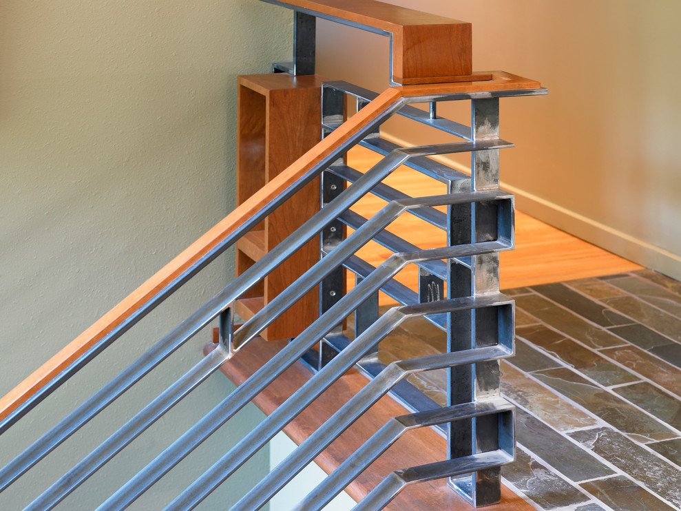 Inspiration for a midcentury staircase in Portland.