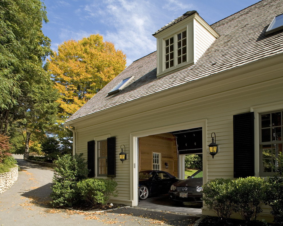 Inspiration for a traditional two-car garage in Boston.